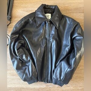 NWOT Black Leather Bomber Jacket